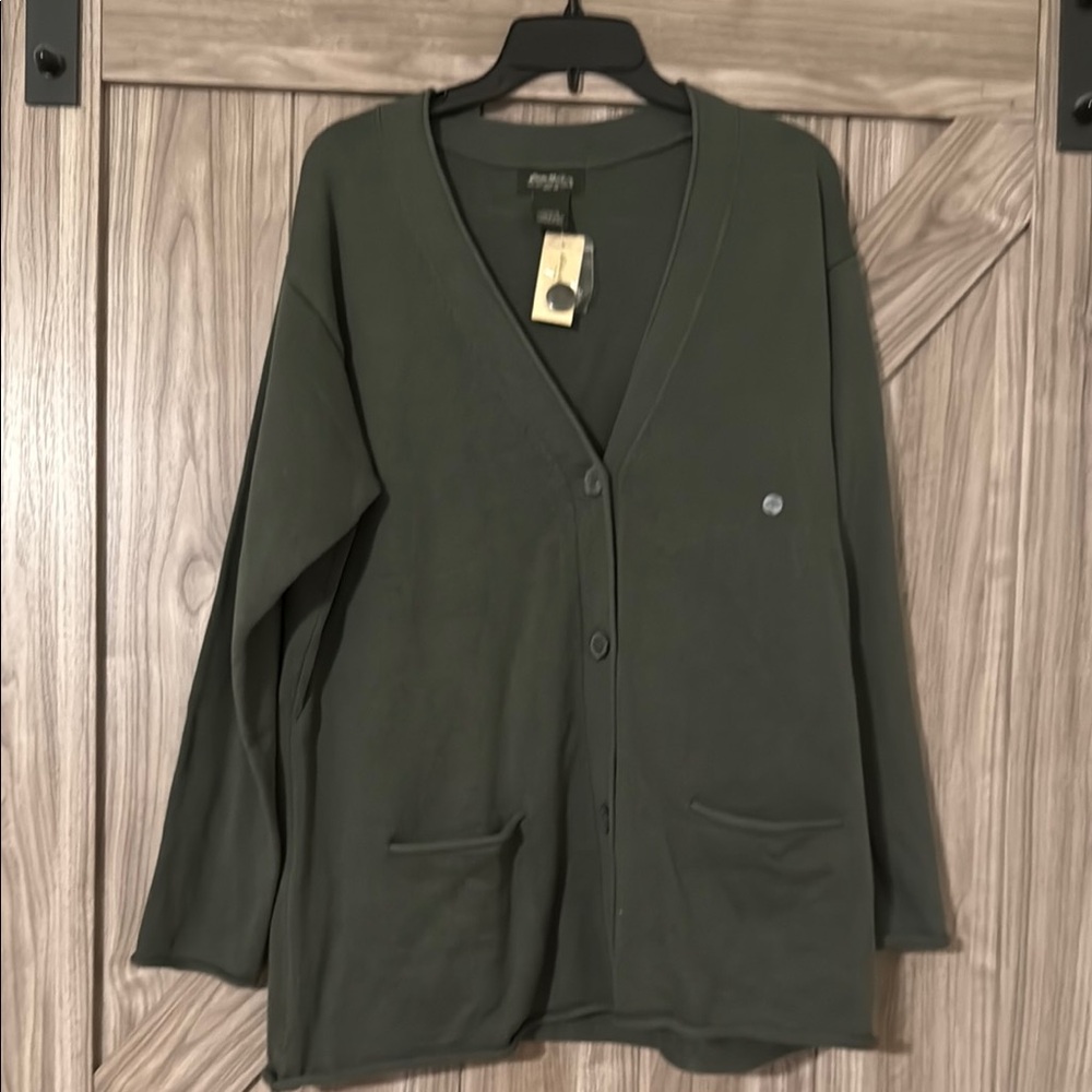 Eddie Bauer Green Knit Cardigan Sweater